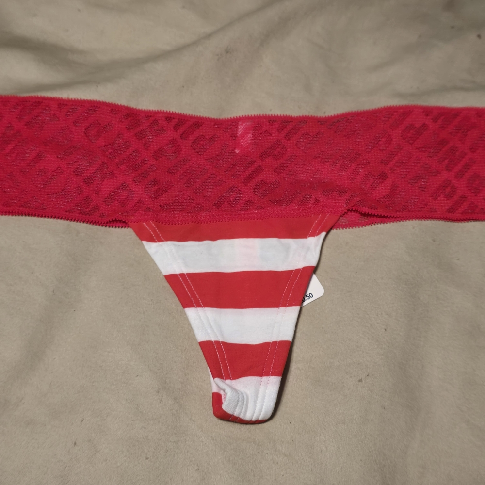 PINK Victoria's Secret Red and White Striped Panties